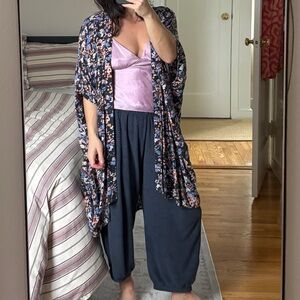 Sunday Best floral print open kimono longline open front size small/medium